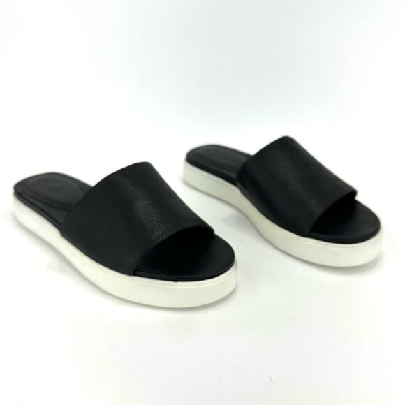 1. State Joaquin Slide-In Sandal Size 7 Black Leather Platform Padded Comfort - Picture 1 of 13